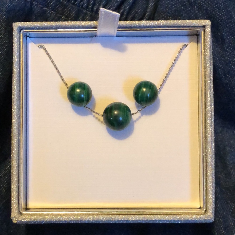 NIB MALACHITE EARRINGS & NECKLACE SET